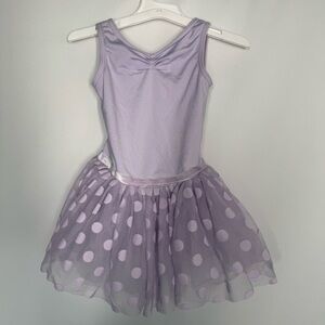 ❤️3/$30 Capezio Girls Lavender Tank Ballet Leotard Dress Polka Dot Tutu Skirt
